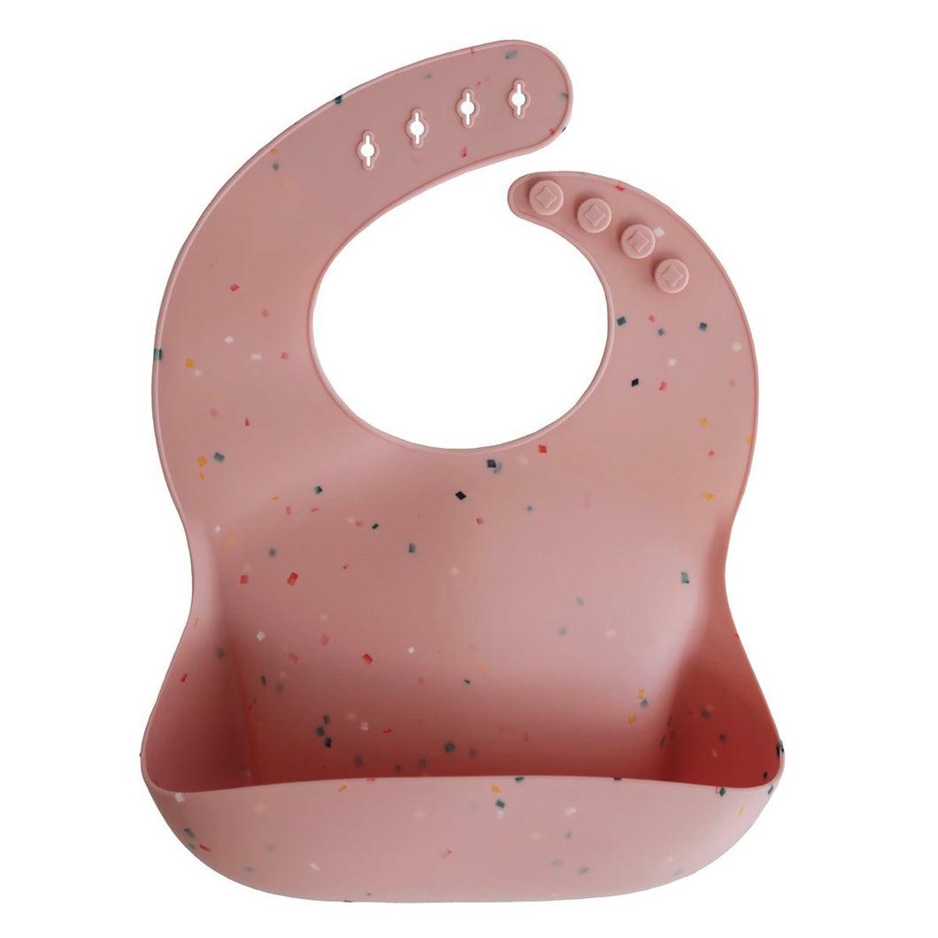 Silicone Baby Bib (Powder Pink Confetti)